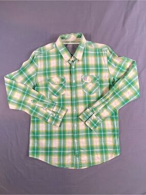 Slade Wilder Shirt Long Sleeve Men’s Size Small  Green Plaid Button-Up Shirt